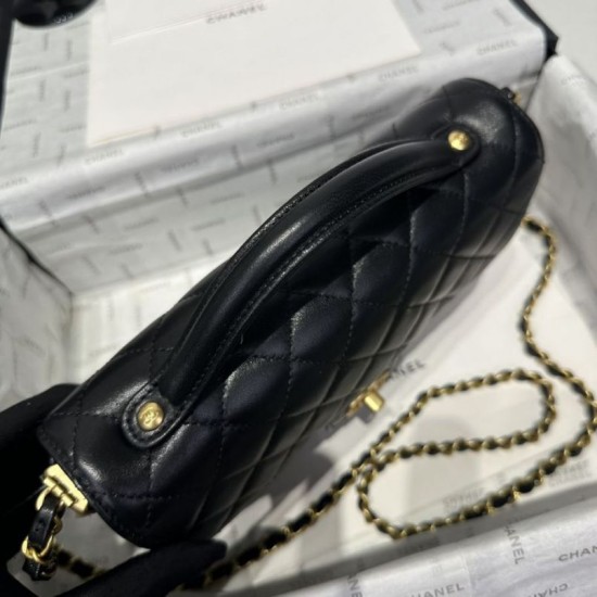 Replica Borsa Chanel 25P con patta e manico superiore AS5356 Nera Imitazioni Replica Borsa Chanel 25P con patta e manico superiore AS5356 Nera