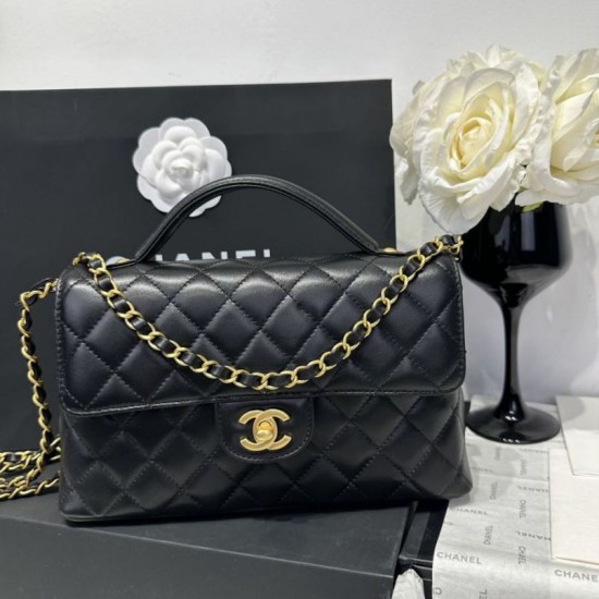 Replica Borsa Chanel 25P con patta e manico superiore AS5356 Nera Imitazioni Replica Borsa Chanel 25P con patta e manico superiore AS5356 Nera