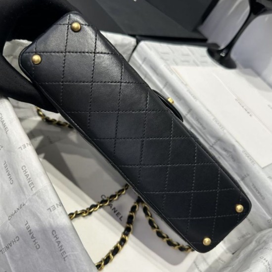 Replica Borsa Chanel 25P con patta e manico superiore AS5356 Nera Imitazioni Replica Borsa Chanel 25P con patta e manico superiore AS5356 Nera