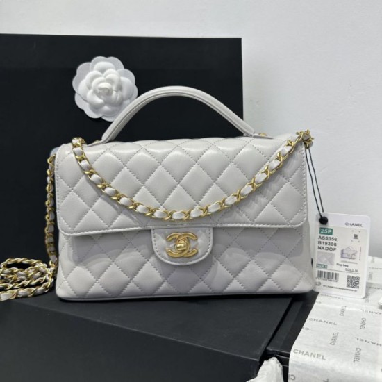 Replica Borse Chanel 25P con patta e manico superiore AS5356 Beige Imitazioni Replica Borse Chanel 25P con patta e manico superiore AS5356 Beige