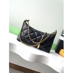 Borsa hobo Chanel 25S AS5528 Metallo dorato Nero Borsa hobo Chanel 25S AS5528 Metallo dorato Nero