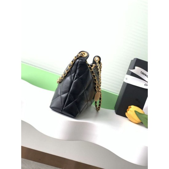 Replica Borsa hobo Chanel 25S AS5528 Metallo dorato Nero