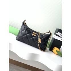 Borsa hobo Chanel 25S AS5528 Metallo dorato Nero