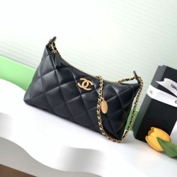 Replica Borsa hobo Chanel 25S AS5528 Metallo dorato Nero