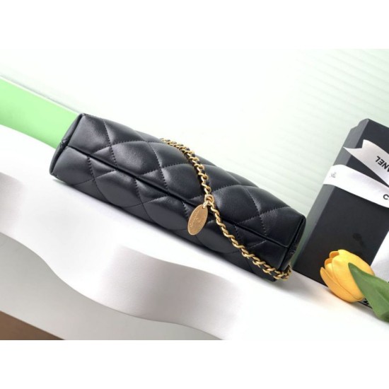 Replica Borsa hobo Chanel 25S AS5528 Metallo dorato Nero