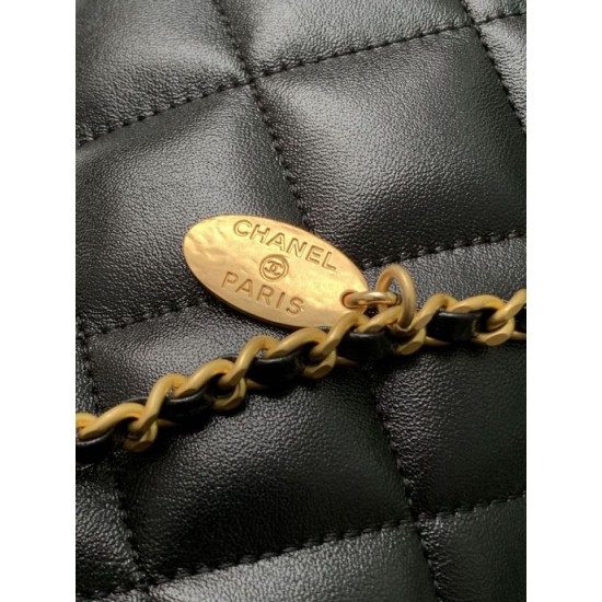 Replica Borsa hobo Chanel 25S AS5528 Metallo dorato Nero