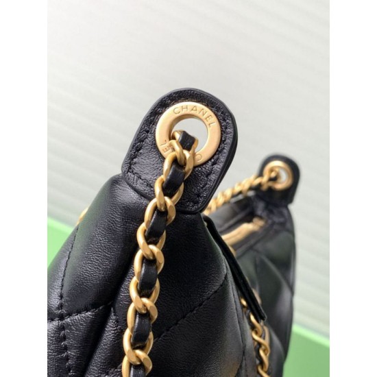 Replica Borsa hobo Chanel 25S AS5528 Metallo dorato Nero