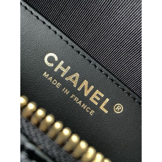 Replica Borsa hobo Chanel 25S AS5528 Metallo dorato Nero