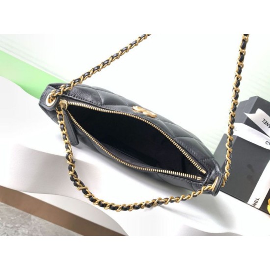Replica Borsa hobo Chanel 25S AS5528 Metallo dorato Nero