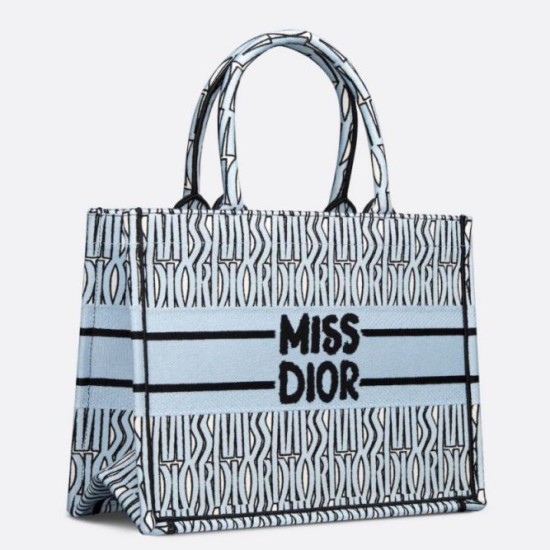 Replica Perfette Borse  Dior Media Book Tote Bag Blu Miss Dior Allover Embroidery imitazioni