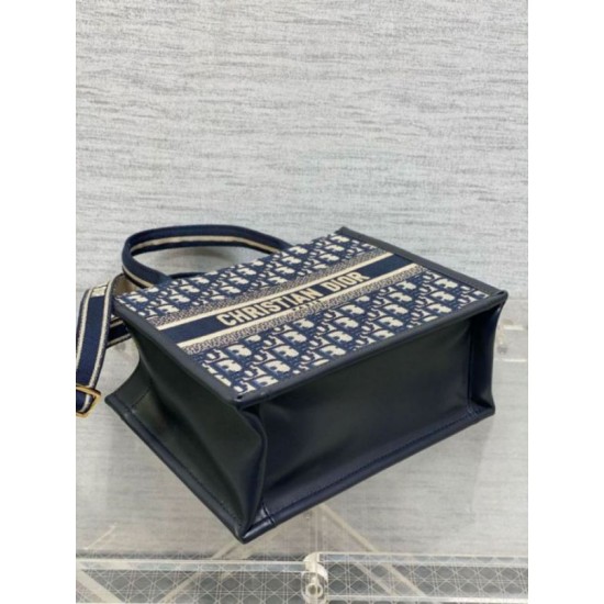 Replica Perfette Borse  tote Dior piccola per libri con tracolla in tela blu Dior Oblique imitazioni