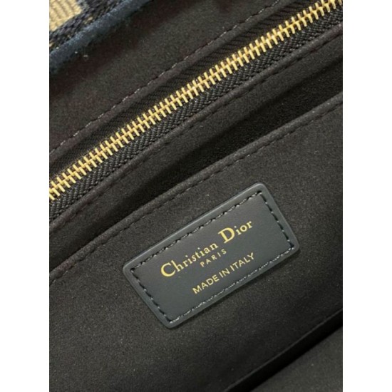 Replica Perfette Borse  tote Dior piccola per libri con tracolla in tela blu Dior Oblique imitazioni