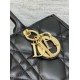 Borse Replica tote Dior media a libro con tracolla Pelle di vitello macrocannage nera qualità specchio Replica Perfette Borse tote Dior media a libro con tracolla Pelle di vitello macrocannage nera imitazioni