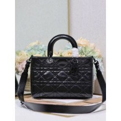 Dior Medium Lady D-Sire My ABCDior Bag Black Crinkled Calfskin Dior Medium Lady D-Sire My ABCDior Bag Black Crinkled Calfskin