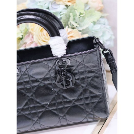 Replica Perfette Dior Medium Lady D-Sire My ABCDior Bag Black Crinkled Calfskin imitazioni