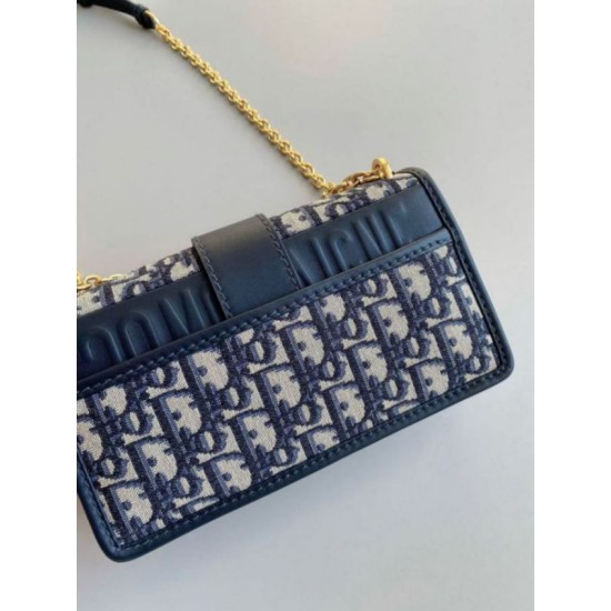 Replica Perfette Borsa Dior 30 Montaigne East-West con catena Jacquard obliquo blu imitazioni