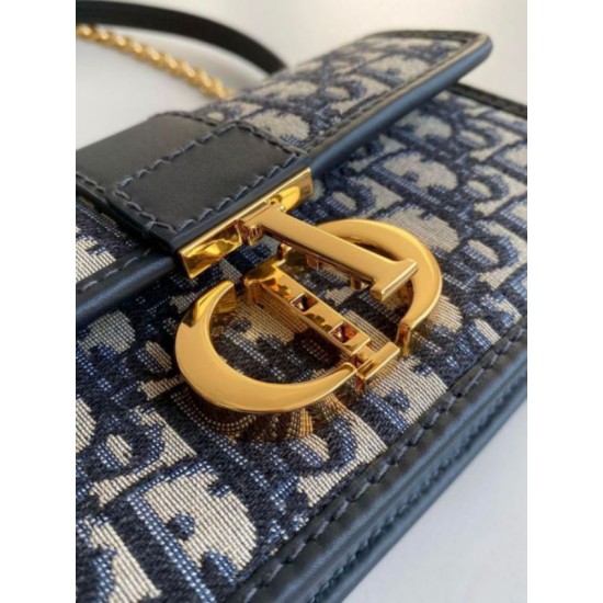 Replica Perfette Borsa Dior 30 Montaigne East-West con catena Jacquard obliquo blu imitazioni