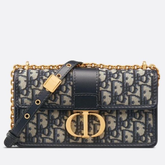 Replica Perfette Borsa Dior 30 Montaigne East-West con catena Jacquard obliquo blu imitazioni