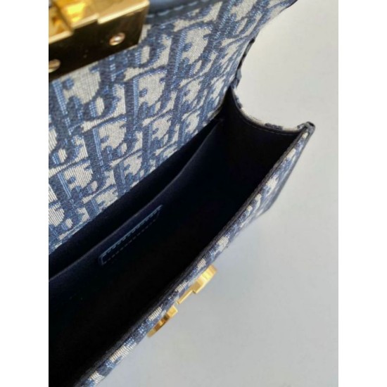 Replica Perfette Borsa Dior 30 Montaigne East-West con catena Jacquard obliquo blu imitazioni