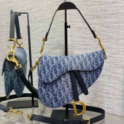 Borsa Dior Saddle con tracolla Blue Denim Oblique Jacquard Replica Replica Perfette Borsa Dior Saddle con tracolla Blue Denim Oblique Jacquard imitazioni
