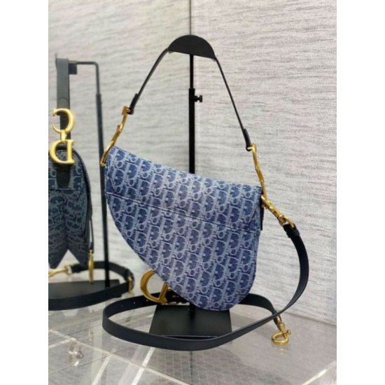 Borsa Dior Saddle con tracolla Blue Denim Oblique Jacquard Replica Replica Perfette Borsa Dior Saddle con tracolla Blue Denim Oblique Jacquard imitazioni