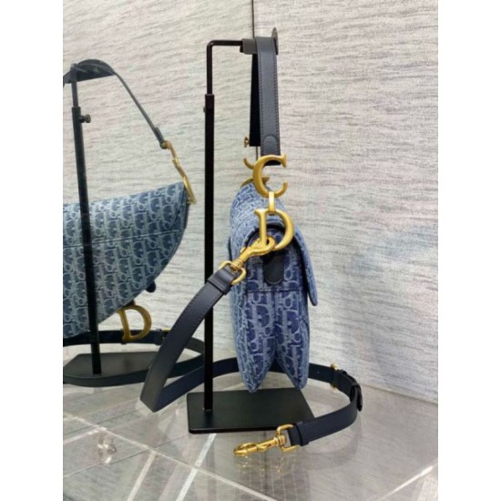 Borsa Dior Saddle con tracolla Blue Denim Oblique Jacquard Replica Replica Perfette Borsa Dior Saddle con tracolla Blue Denim Oblique Jacquard imitazioni