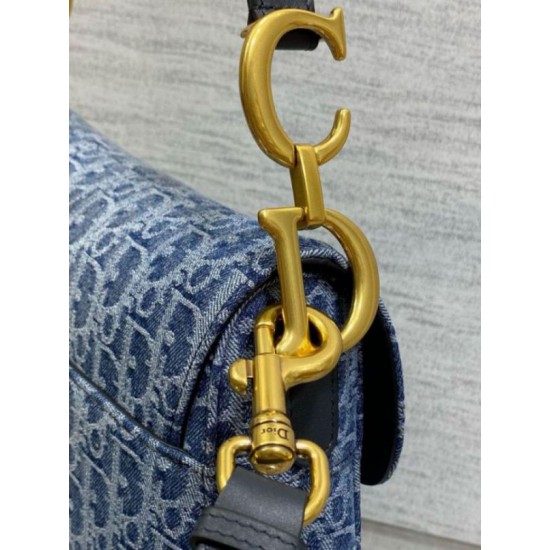Borsa Dior Saddle con tracolla Blue Denim Oblique Jacquard Replica Replica Perfette Borsa Dior Saddle con tracolla Blue Denim Oblique Jacquard imitazioni