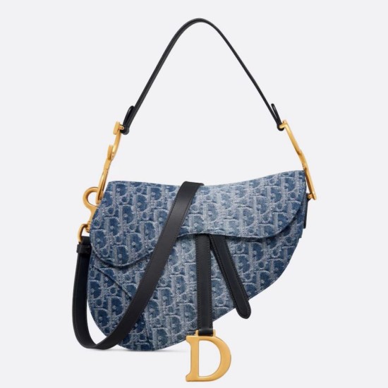Borsa Dior Saddle con tracolla Blue Denim Oblique Jacquard Replica Replica Perfette Borsa Dior Saddle con tracolla Blue Denim Oblique Jacquard imitazioni