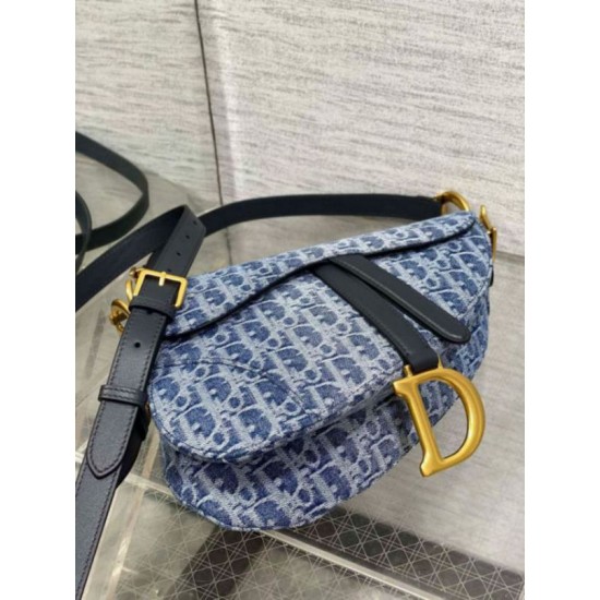 Borsa Dior Saddle con tracolla Blue Denim Oblique Jacquard Replica Replica Perfette Borsa Dior Saddle con tracolla Blue Denim Oblique Jacquard imitazioni