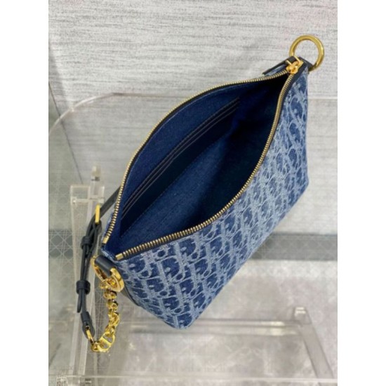 Borsa Dior Diorstar Hobo con catena Blue Denim Oblique Jacquard Replica Replica Perfette Borsa Dior Diorstar Hobo con catena Blue Denim Oblique Jacquard imitazioni