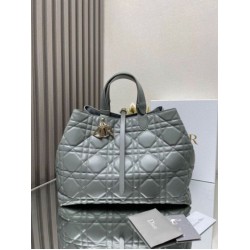 Dior Toujours Grande Borsa Grigio Macrocannage Pelle di Vitello