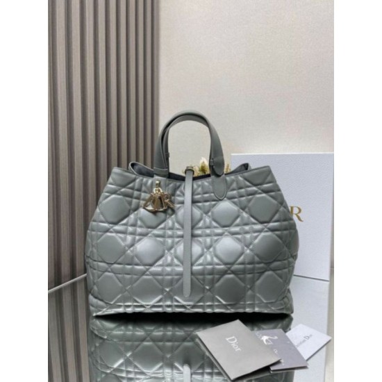 Replica Perfette Dior Toujours Grande Borsa Grigio Macrocannage Pelle di Vitello imitazioni