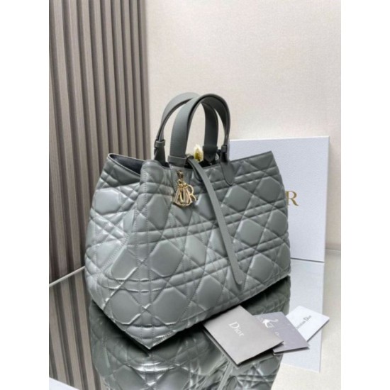 Replica Perfette Dior Toujours Grande Borsa Grigio Macrocannage Pelle di Vitello imitazioni
