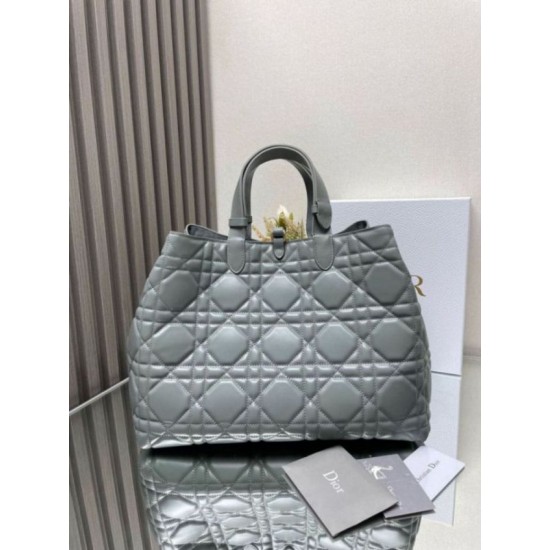 Replica Perfette Dior Toujours Grande Borsa Grigio Macrocannage Pelle di Vitello imitazioni
