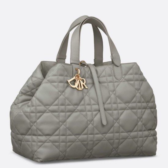 Replica Perfette Dior Toujours Grande Borsa Grigio Macrocannage Pelle di Vitello imitazioni