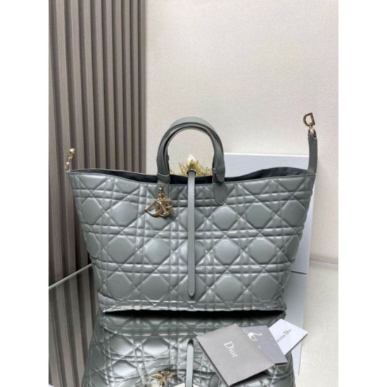Replica Perfette Dior Toujours Grande Borsa Grigio Macrocannage Pelle di Vitello imitazioni