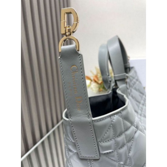 Replica Perfette Dior Toujours Grande Borsa Grigio Macrocannage Pelle di Vitello imitazioni