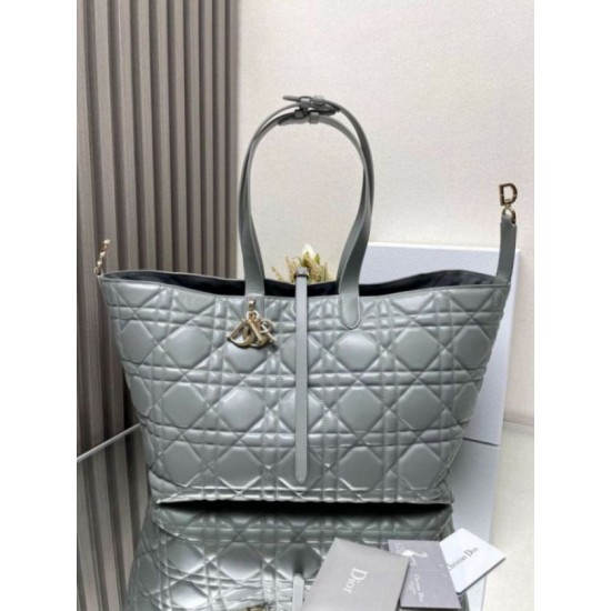 Replica Perfette Dior Toujours Grande Borsa Grigio Macrocannage Pelle di Vitello imitazioni