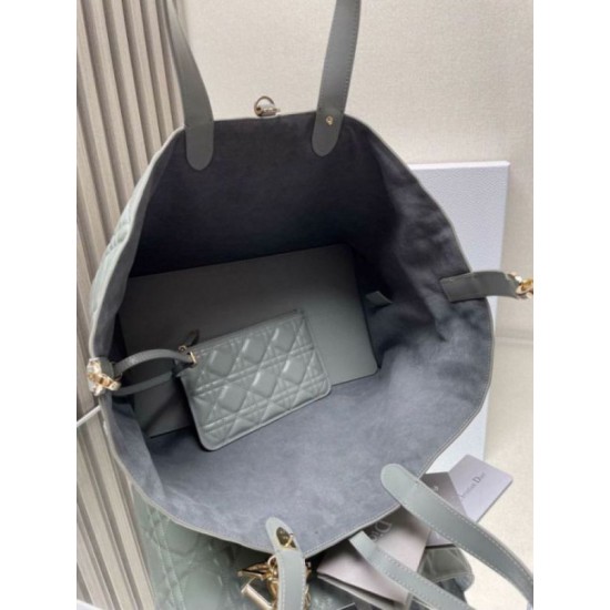 Replica Perfette Dior Toujours Grande Borsa Grigio Macrocannage Pelle di Vitello imitazioni