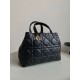 Borse Firmate Replica grande Dior Toujours Pelle di vitello Macrocannage nera qualità specchio Replica Perfette Borse Firmate grande Dior Toujours Pelle di vitello Macrocannage nera imitazioni