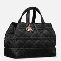 Borse grande Dior Toujours Pelle di vitello Macrocannage nera