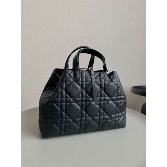 Borse Firmate Replica grande Dior Toujours Pelle di vitello Macrocannage nera qualità specchio Replica Perfette Borse Firmate grande Dior Toujours Pelle di vitello Macrocannage nera imitazioni