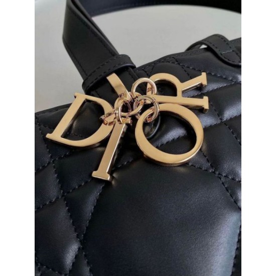 Borse Firmate Replica grande Dior Toujours Pelle di vitello Macrocannage nera qualità specchio Replica Perfette Borse Firmate grande Dior Toujours Pelle di vitello Macrocannage nera imitazioni