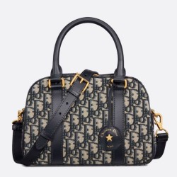Borse bowling media Dior D-Vibe Bowling media Jacquard blu obliquo