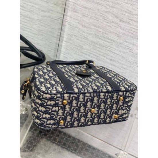 Dior D-Vibe Bowling Borsa grande Jacquard blu obliquo Replica Replica Perfette Dior D-Vibe Bowling Borsa grande Jacquard blu obliquo imitazioni