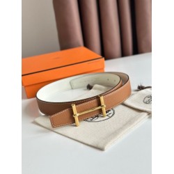 Cintura Hermès H Ancre reversibile, 32 mm, pelle di vitello Epsom Oro e Bianco Cintura Hermès H Ancre reversibile, 32 mm, pelle di vitello Epsom Oro e Bianco