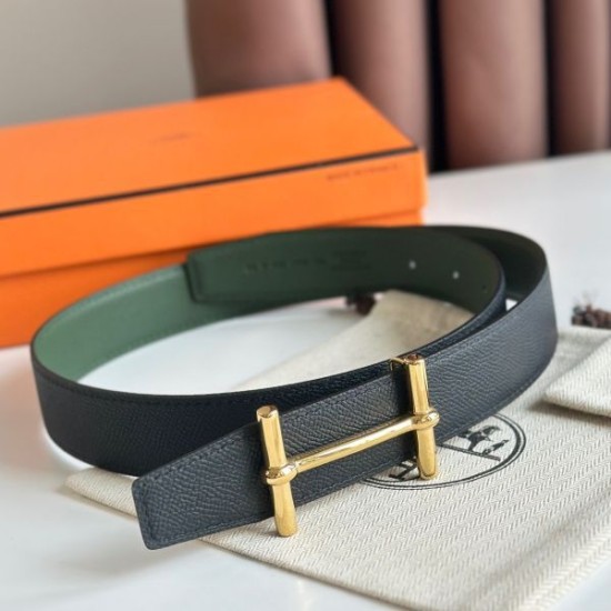 Replica Cintura Hermès H Ancre reversibile, 32 mm, pelle di vitello Epsom Nero e Verde Imitazioni Replica Cintura Hermès H Ancre reversibile, 32 mm, pelle di vitello Epsom Nero e Verde