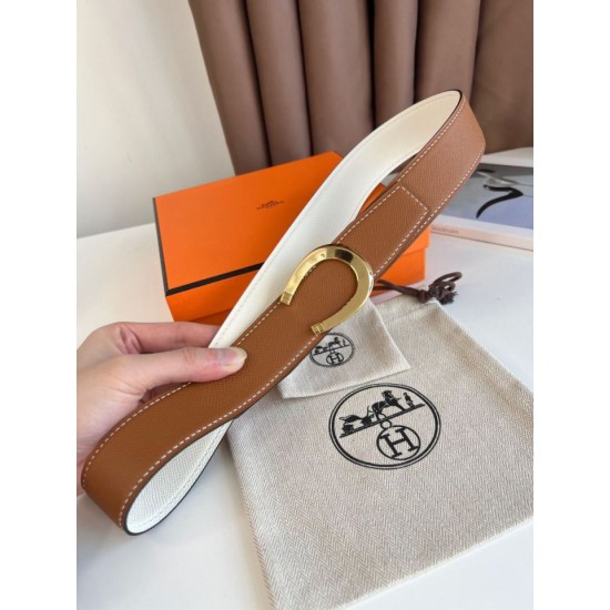 Replica Cintura Hermès Luck reversibile, 38 mm, pelle di vitello Epsom Oro e Bianco Imitazioni Replica Cintura Hermès Luck reversibile, 38 mm, pelle di vitello Epsom Oro e Bianco