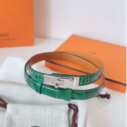 Replica Alta gamma Cintura Hermès Kelly 18 in alligatore lucido color malachite Imitazioni Replica Alta gamma Cintura Hermès Kelly 18 in alligatore lucido color malachite