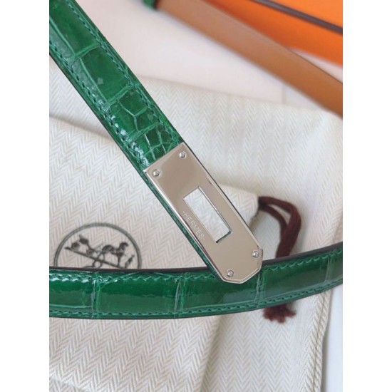Replica Alta gamma Cintura Hermès Kelly 18 in alligatore lucido color malachite Imitazioni Replica Alta gamma Cintura Hermès Kelly 18 in alligatore lucido color malachite